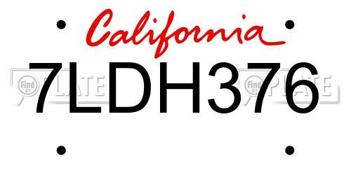 7LDH376 California License Plate