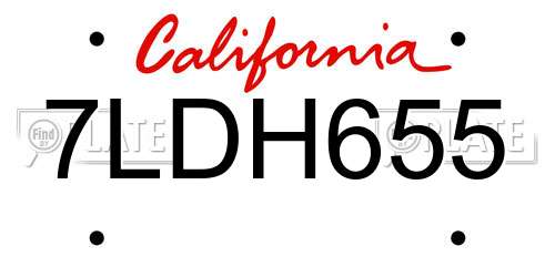 7LDH655 California License Plate