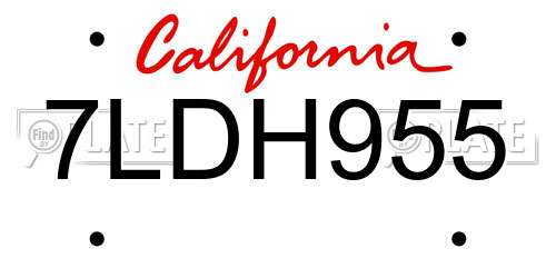 7LDH955 California License Plate