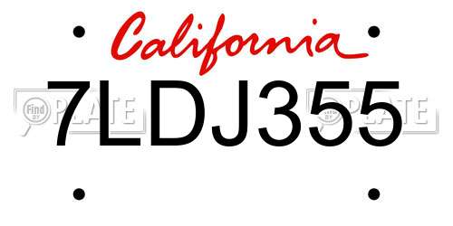 7LDJ355 California License Plate