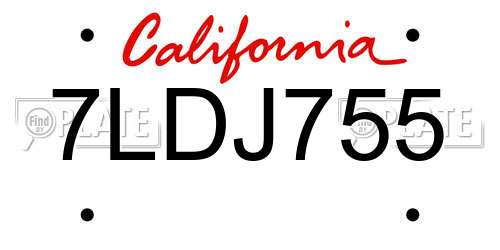 7LDJ755 California License Plate