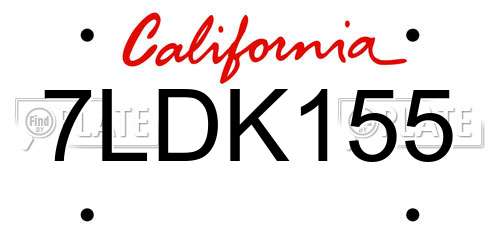 7LDK155 California License Plate