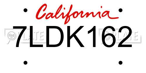 7LDK162 California License Plate