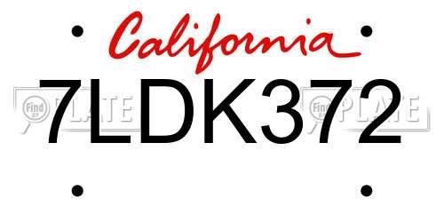 7LDK372 California License Plate