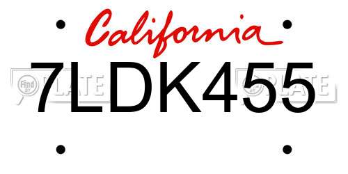 7LDK455 California License Plate
