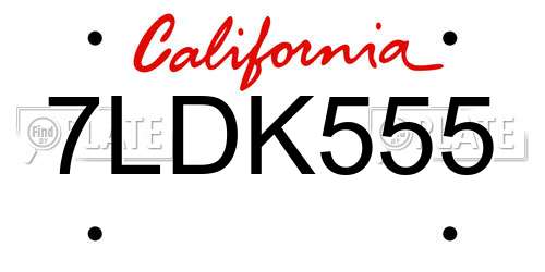 7LDK555 California License Plate