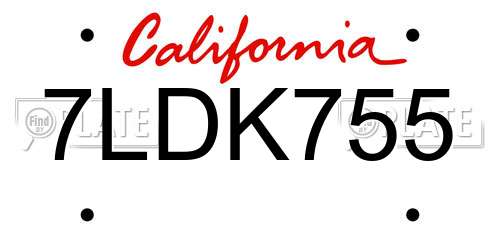 7LDK755 California License Plate