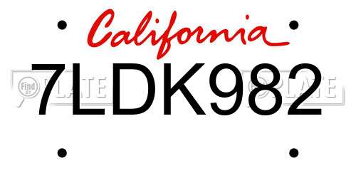 7LDK982 California License Plate