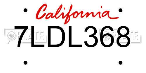 7LDL368 California License Plate