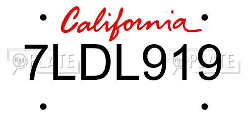 7LDL919 California License Plate