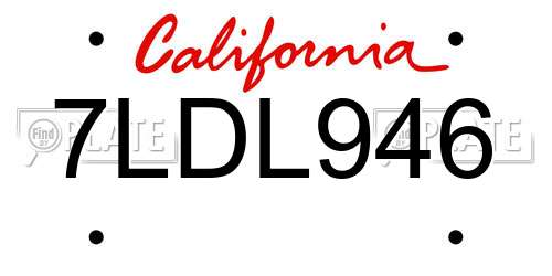 7LDL946 California License Plate