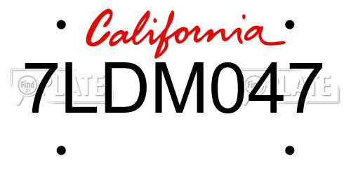 7LDM047 California License Plate