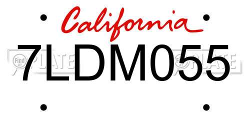 7LDM055 California License Plate