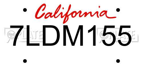 7LDM155 California License Plate