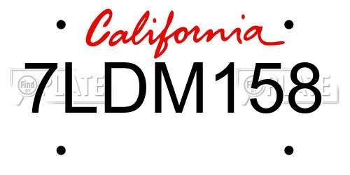7LDM158 California License Plate