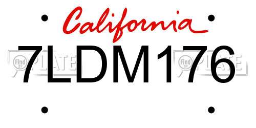 7LDM176 California License Plate