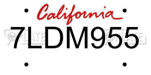 7LDM955 California License Plate