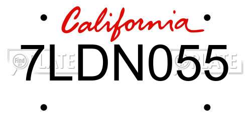 7LDN055 California License Plate