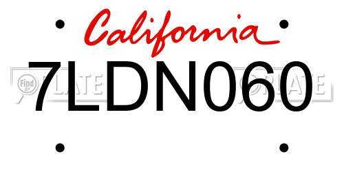 7LDN060 California License Plate