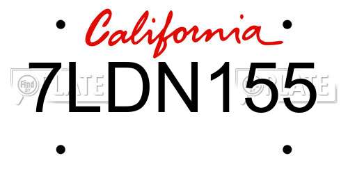 7LDN155 California License Plate