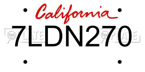 7LDN270 California License Plate