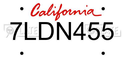 7LDN455 California License Plate