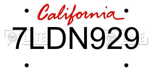 7LDN929 license plate in CA state