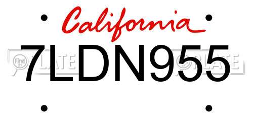 7LDN955 California License Plate