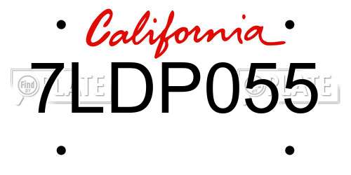 7LDP055 California License Plate