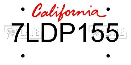 7LDP155 California License Plate