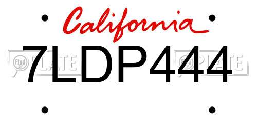 7LDP444 California License Plate