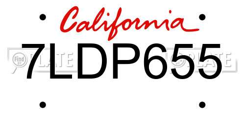 7LDP655 California License Plate