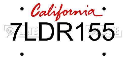 7LDR155 California License Plate