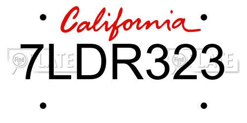 7LDR323 California License Plate