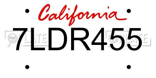 7LDR455 California License Plate
