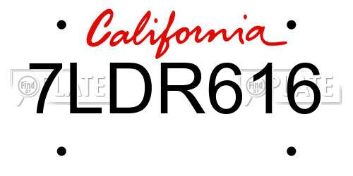 7LDR616 California License Plate