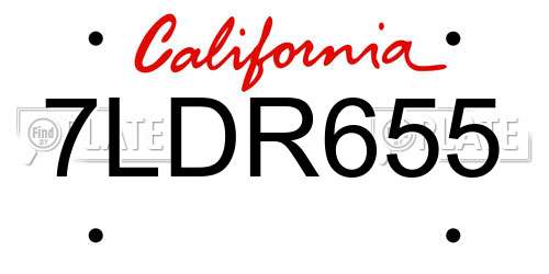 7LDR655 California License Plate