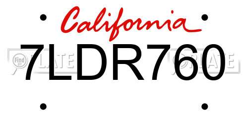7LDR760 California License Plate