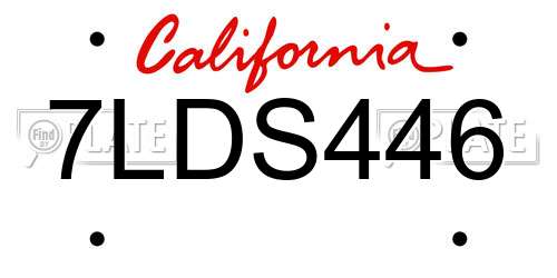 7LDS446 California License Plate