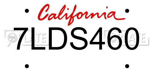 7LDS460 California License Plate