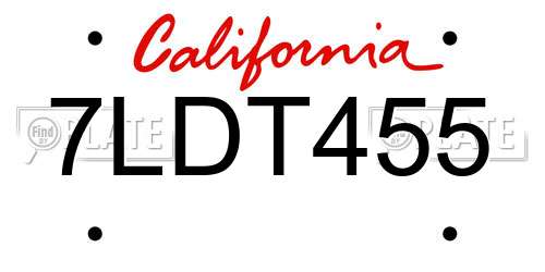 7LDT455 California License Plate