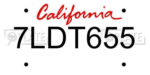 7LDT655 California License Plate