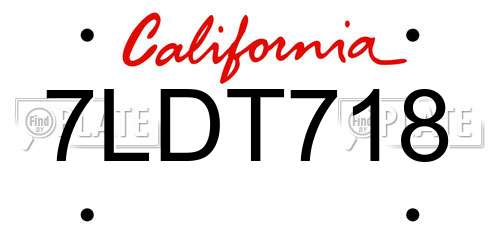 7LDT718 California License Plate