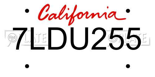 7LDU255 California License Plate