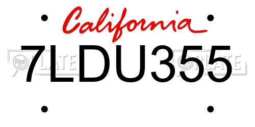 7LDU355 California License Plate