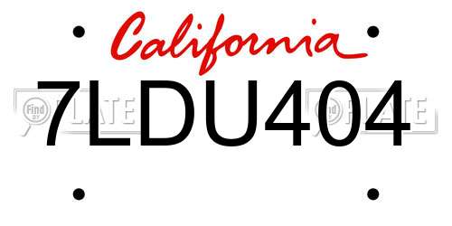 7LDU404 California License Plate