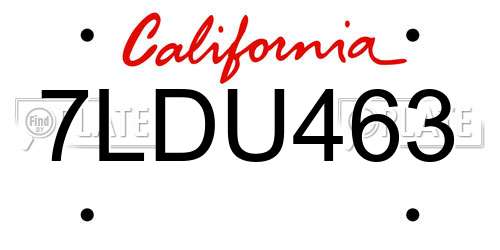 7LDU463 California License Plate