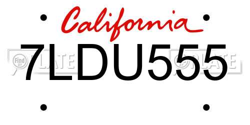 7LDU555 California License Plate