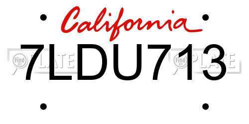 7LDU713 California License Plate