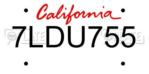 7LDU755 California License Plate